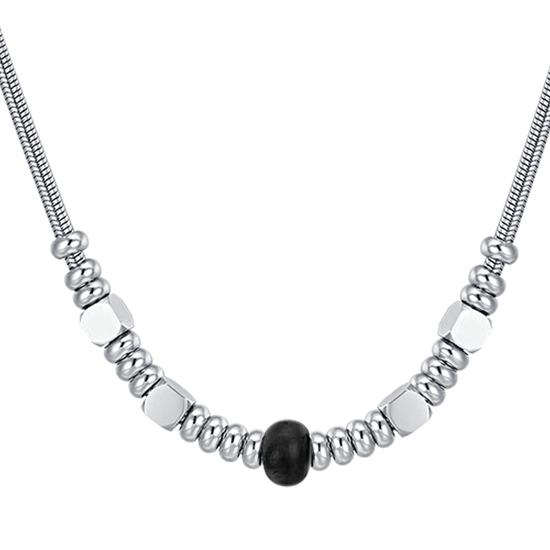 COLLANA UOMO IN ACCIAIO CON AGATA NERA