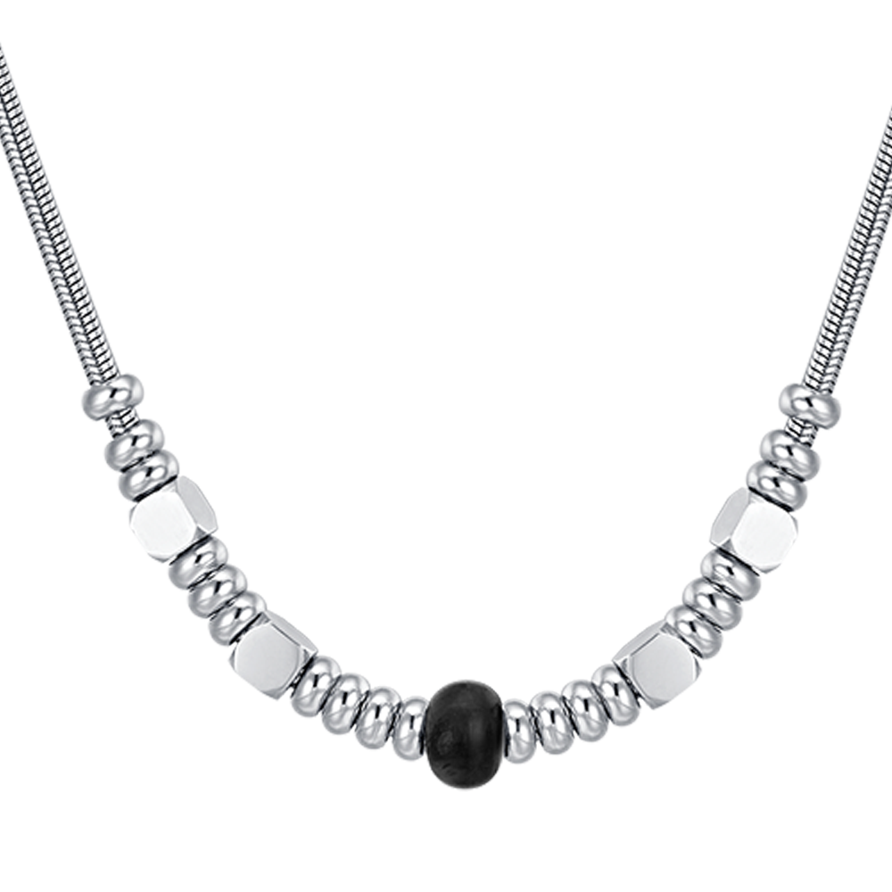 COLLANA UOMO IN ACCIAIO CON AGATA NERA