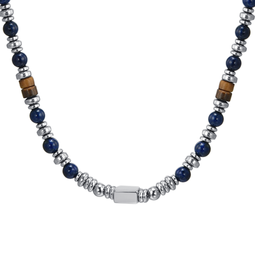 Collana uomo con pendente cerchio nero, pendente geometrico in zama... | su