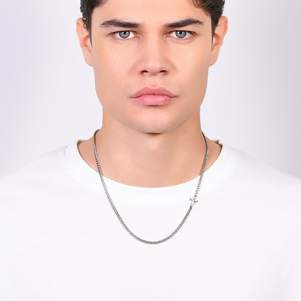 Catena Spina Di Pesce 50cm Collana Uomo Con Ciondolo Croce Rossa - Foto 7