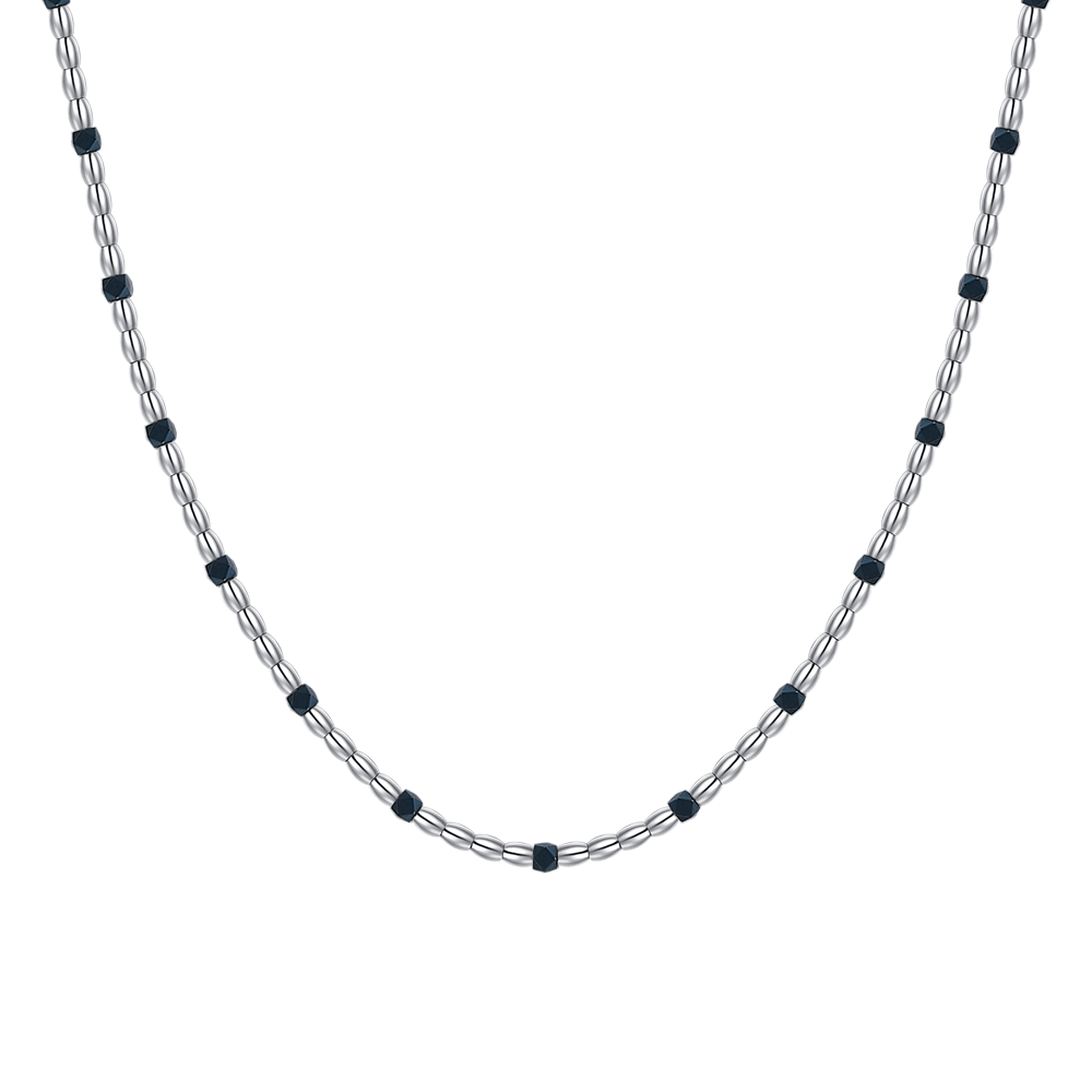COLLANA UOMO IN ACCIAIO CON ELEMENTI IN EMATITE BLU