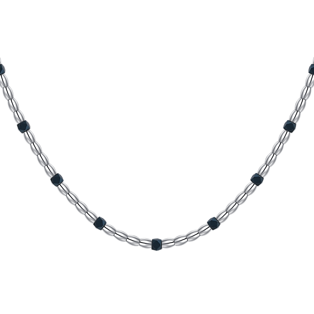 COLLANA UOMO IN ACCIAIO CON ELEMENTI IN EMATITE BLU