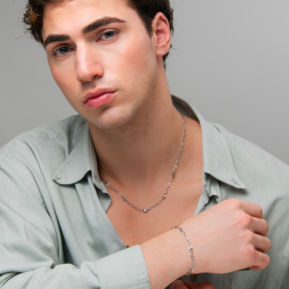 COLLANA UOMO IN ACCIAIO CON ELEMENTI IN ACCIAIO