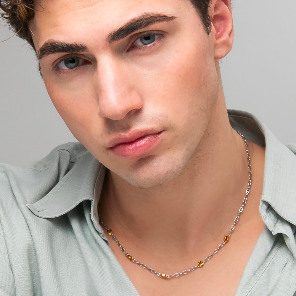 COLLANA UOMO IN ACCIAIO CON ELEMENTI IN ACCIAIO IP GOLD