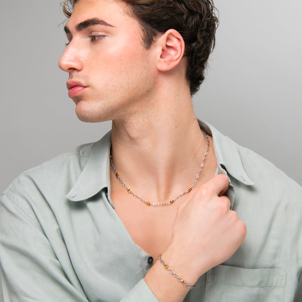 COLLANA UOMO IN ACCIAIO CON ELEMENTI IN ACCIAIO IP GOLD