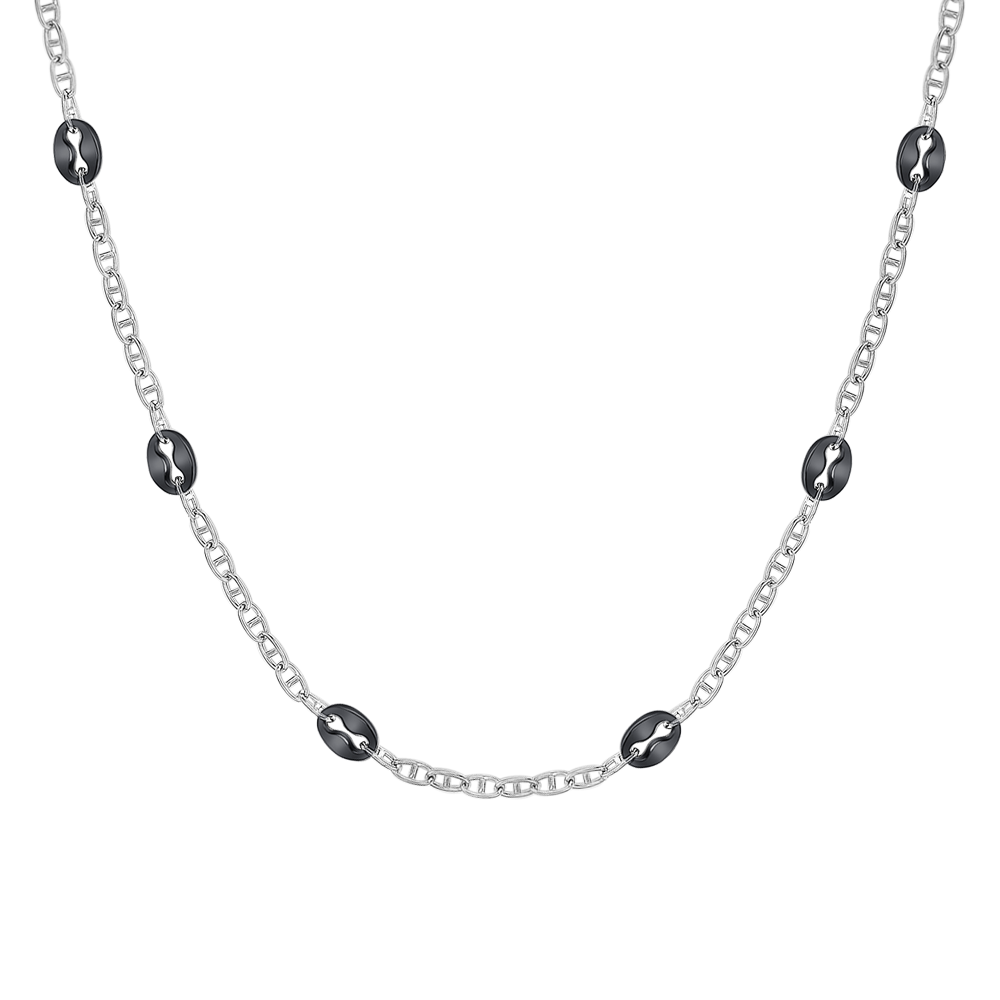COLLANA UOMO IN ACCIAIO CON ELEMENTI IN ACCIAIO IP NERO
