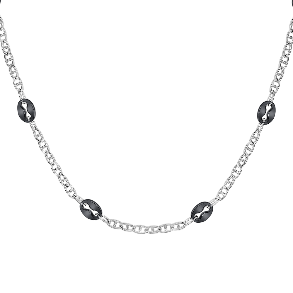 COLLANA UOMO IN ACCIAIO CON ELEMENTI IN ACCIAIO IP NERO