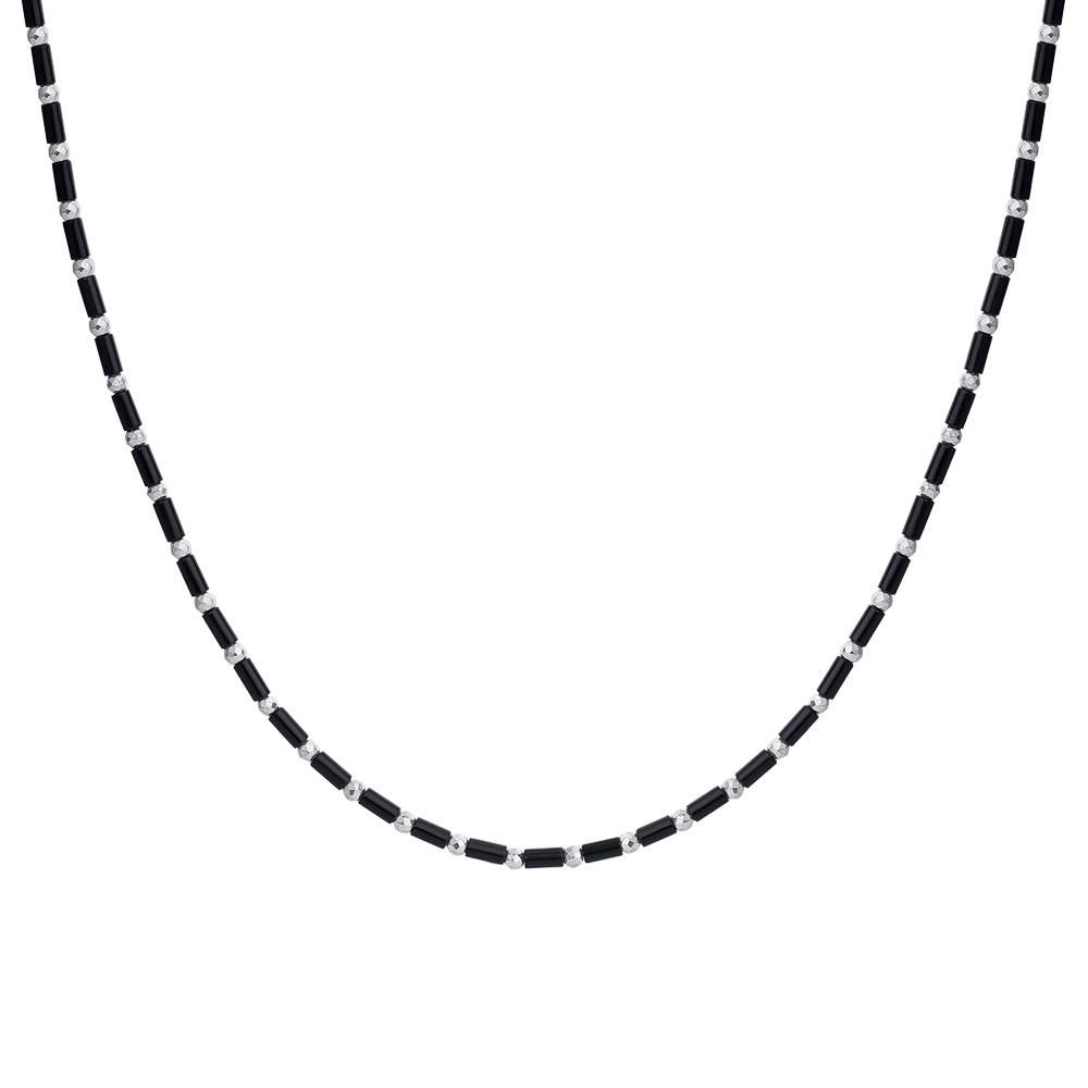 COLLANA UOMO IN ACCIAIO CON AGATA NERA ED EMATITE