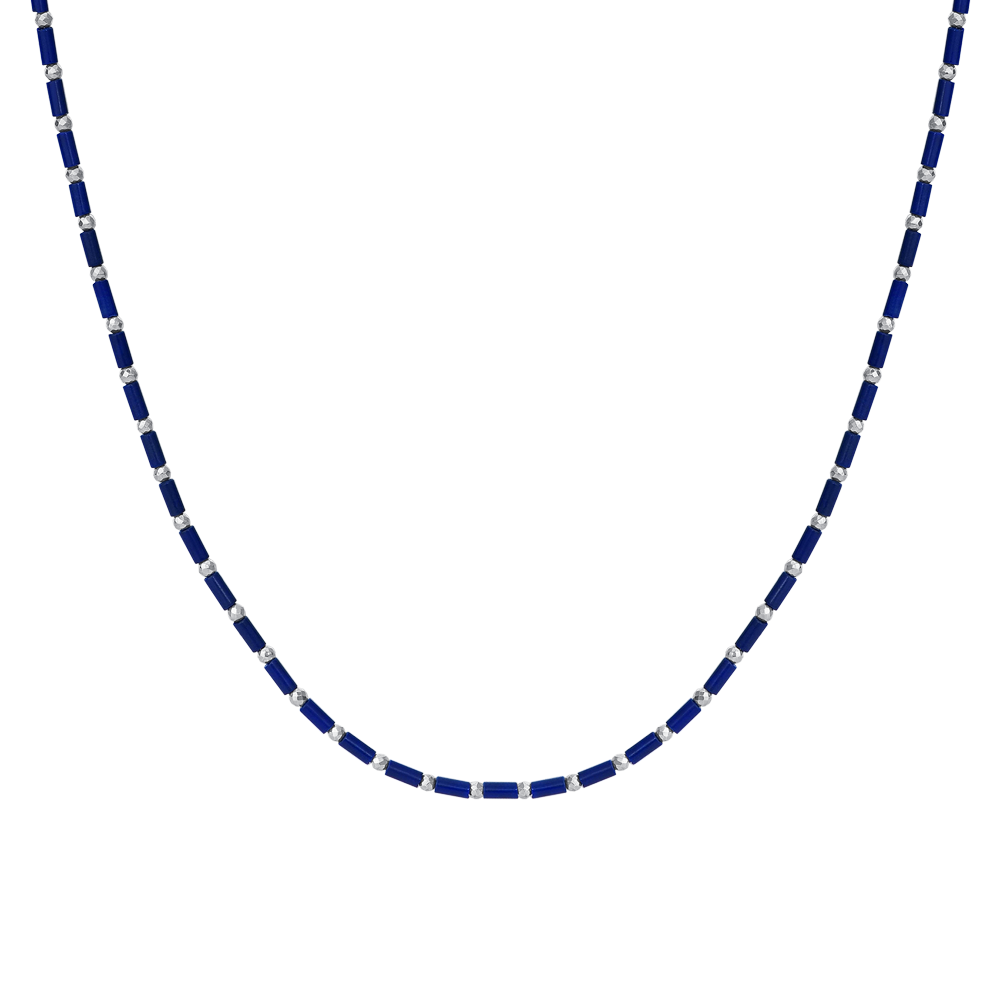 COLLANA UOMO IN ACCIAIO CON PIETRA LAPIS ED EMATITE
