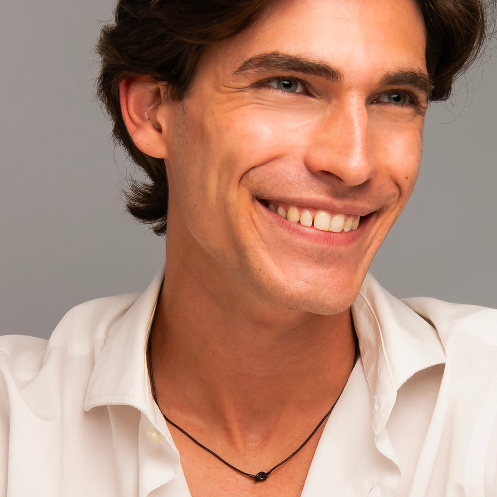 COLLANA UOMO IN ACCIAIO IP NERO CON NODO