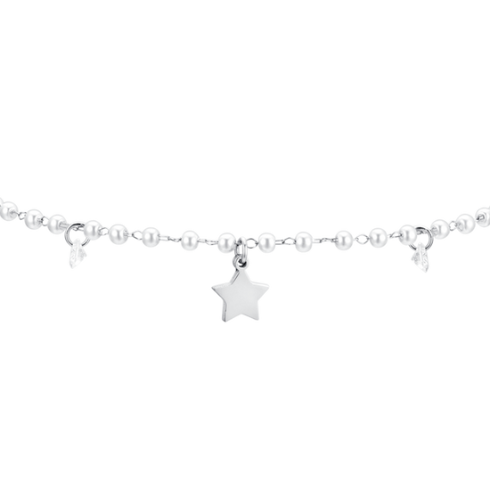 CAVIGLIERA DONNA IN ACCIAIO PERLE E STELLE