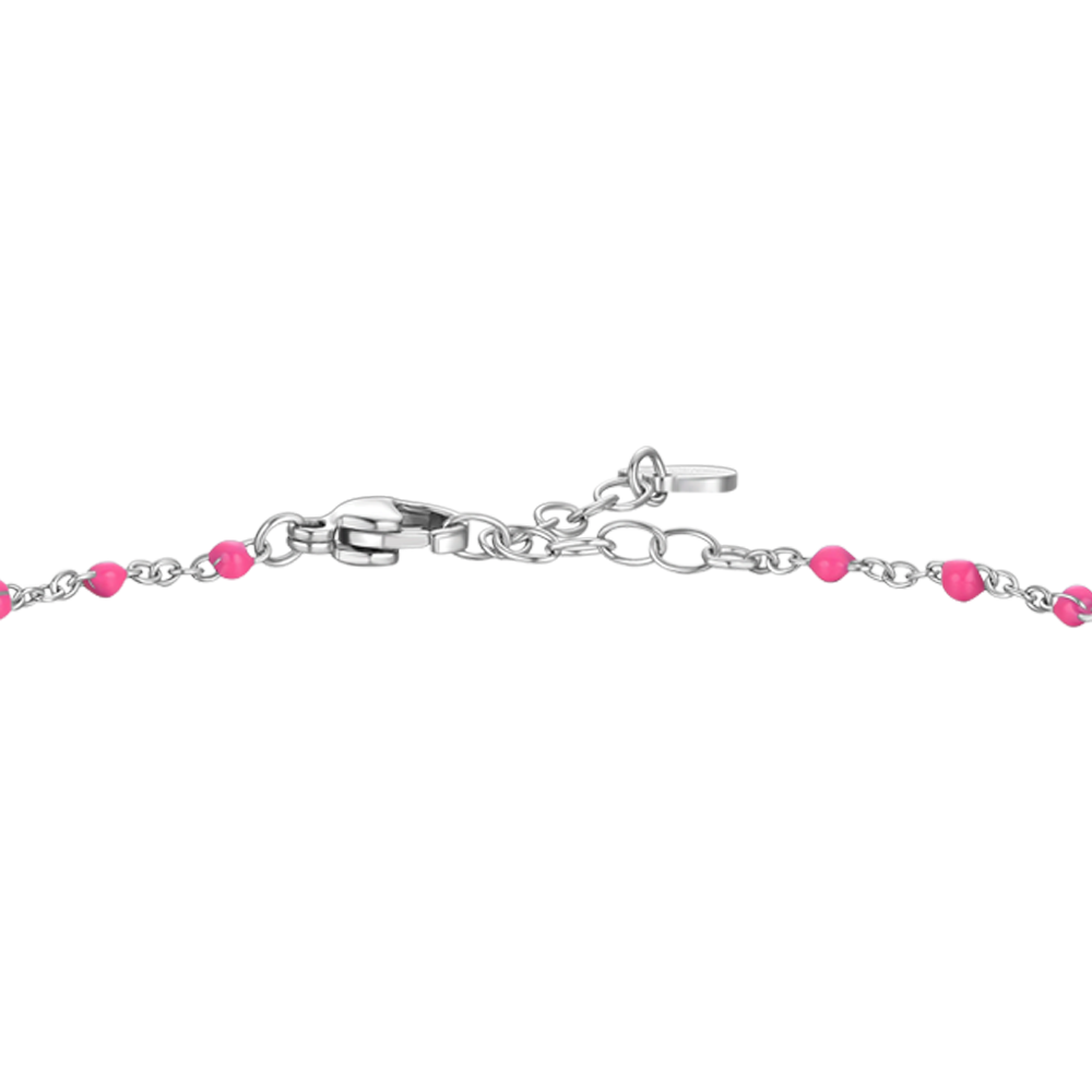 CAVIGLIERA DONNA IN ACCIAIO CON STELLA, CRISTALLO E PIETRE CON SMALTO FUCSIA