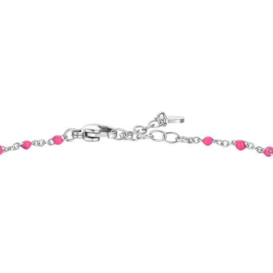 CAVIGLIERA DONNA IN ACCIAIO CON STELLA, CRISTALLO E PIETRE CON SMALTO FUCSIA