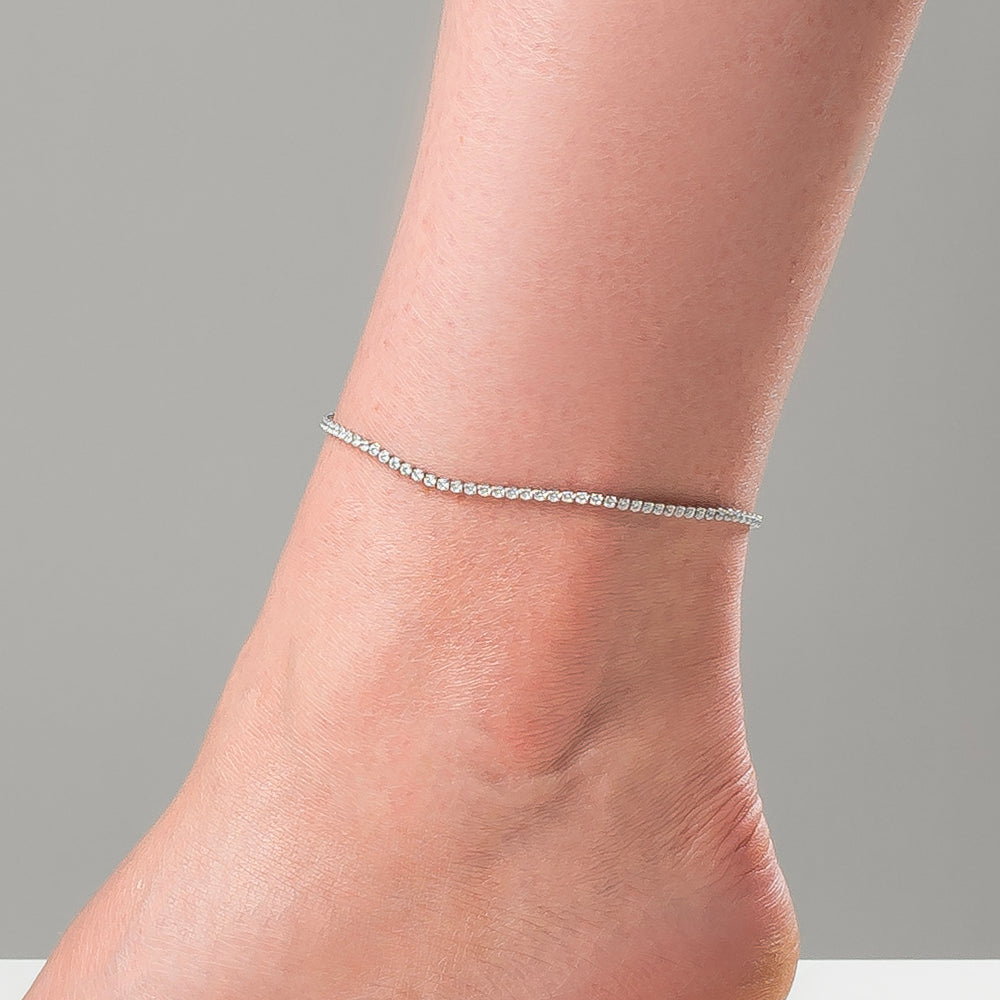 CAVIGLIERA DONNA IN ACCIAIO CON ZINCONI BIANCHI