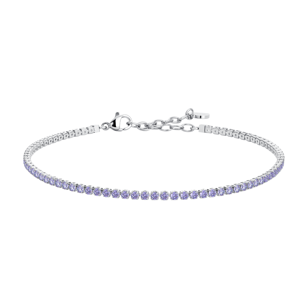 CAVIGLIERA DONNA IN ACCIAIO CON ZIRCONI VIOLA