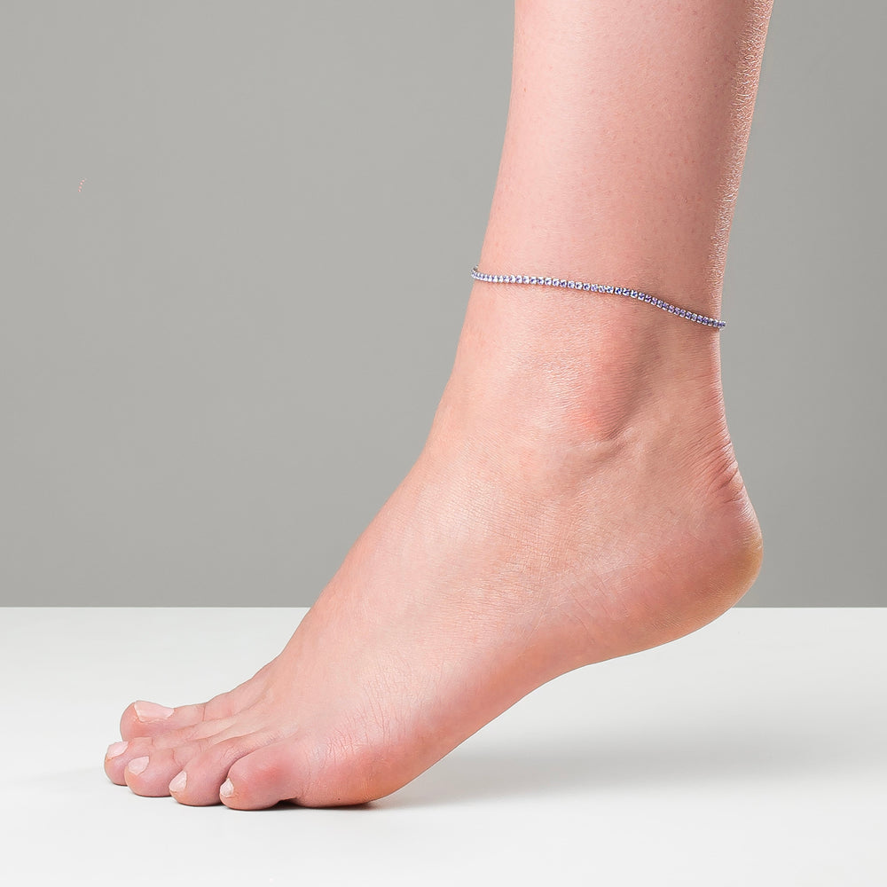 CAVIGLIERA DONNA IN ACCIAIO CON ZIRCONI VIOLA