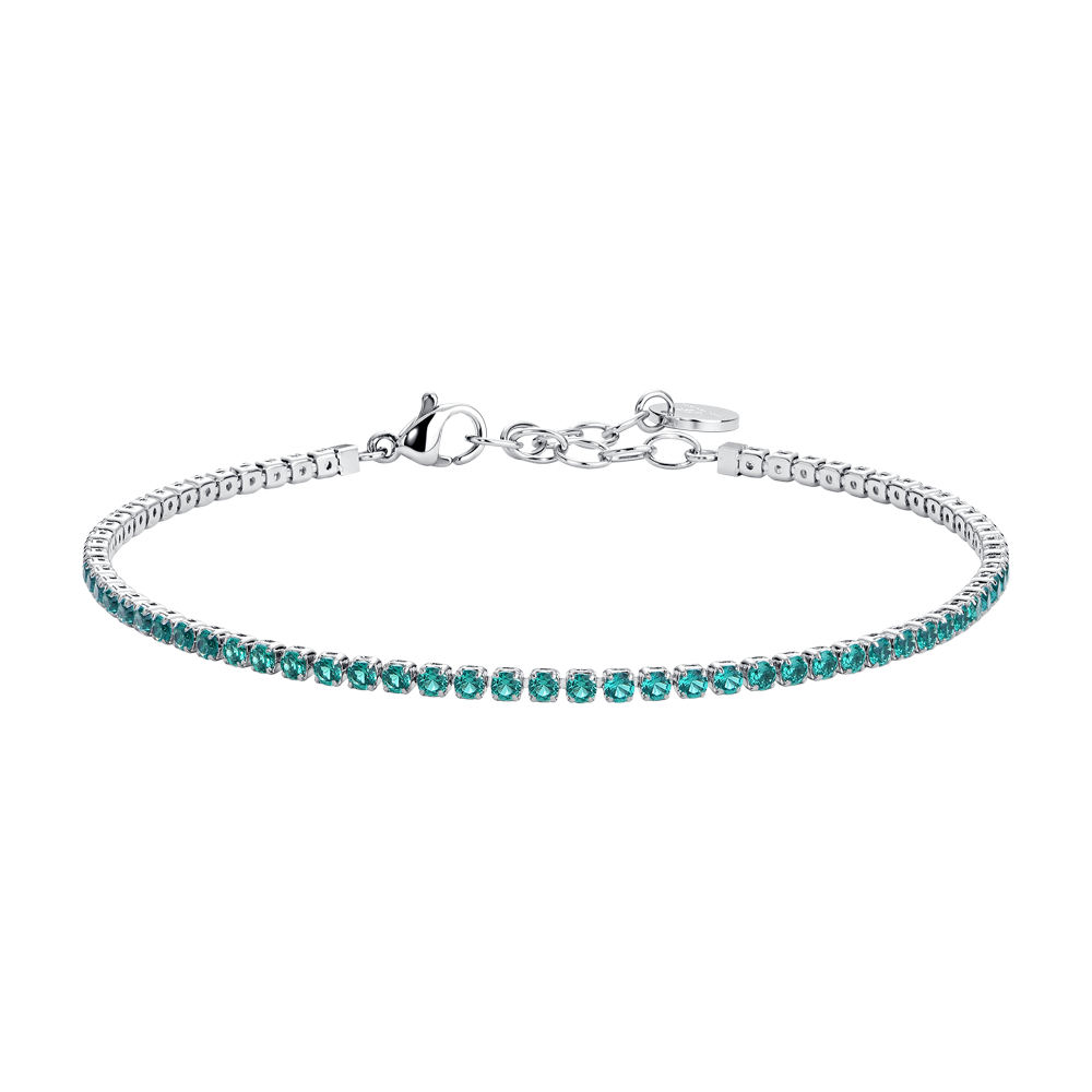 CAVIGLIERA DONNA IN ACCIAIO CON ZIRCONI VERDI