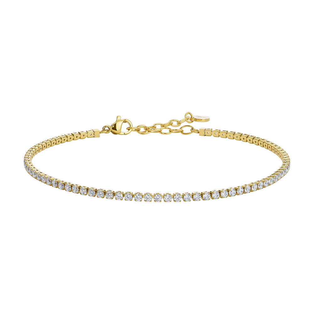 CAVIGLIERA DONNA IN ACCIAIO IP GOLD CON ZIRCONI BIANCHI