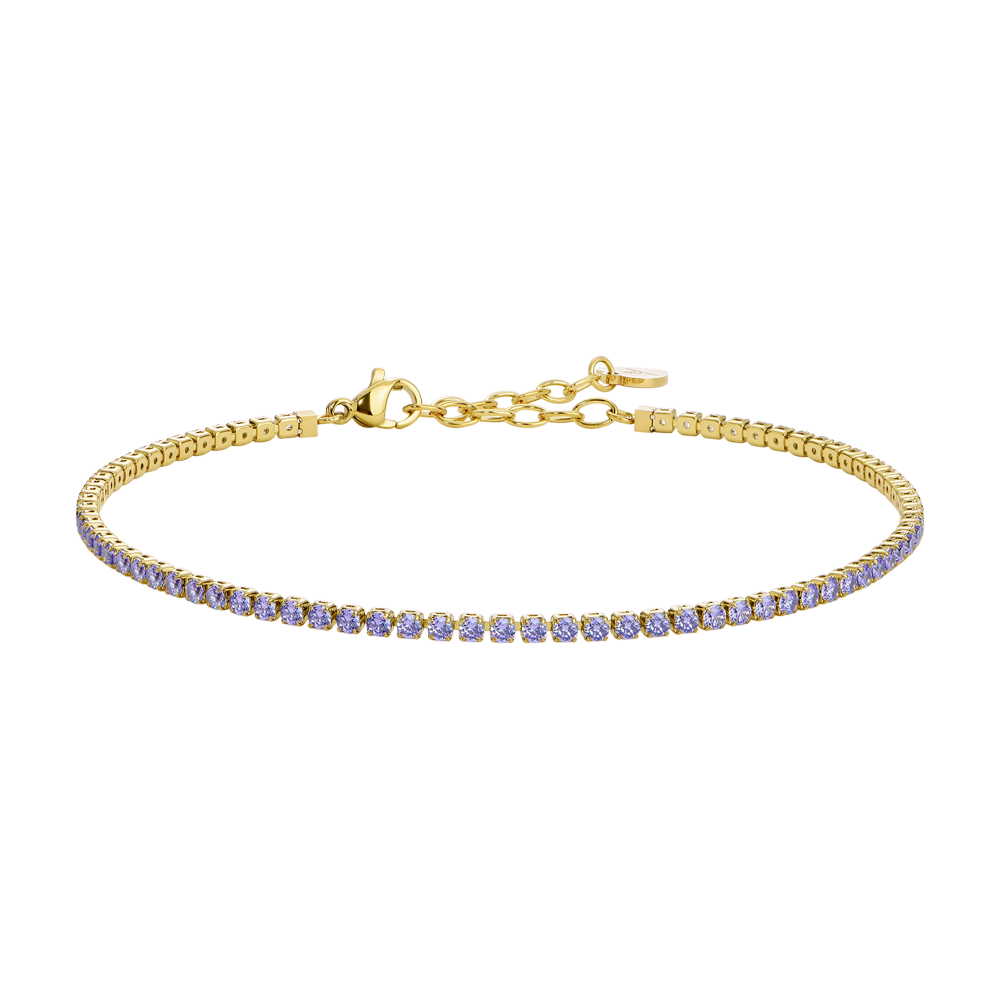 CAVIGLIERA DONNA IN ACCIAIO IP GOLD CON ZIRCONI VIOLA