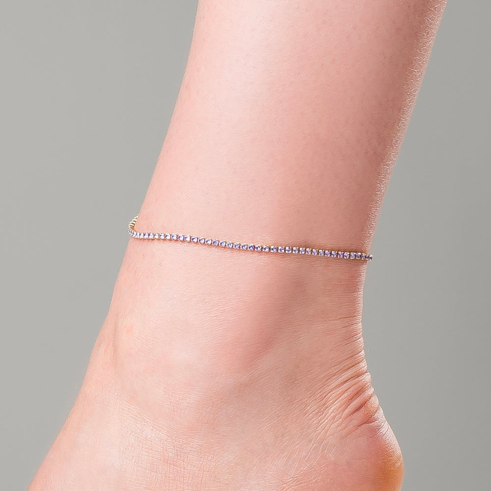 CAVIGLIERA DONNA IN ACCIAIO IP GOLD CON ZIRCONI VIOLA