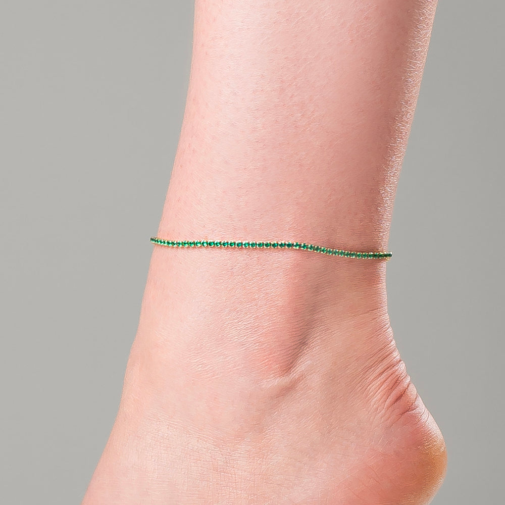 CAVIGLIERA DONNA IN ACCIAIO IP GOLD CON ZIRCONI VERDI