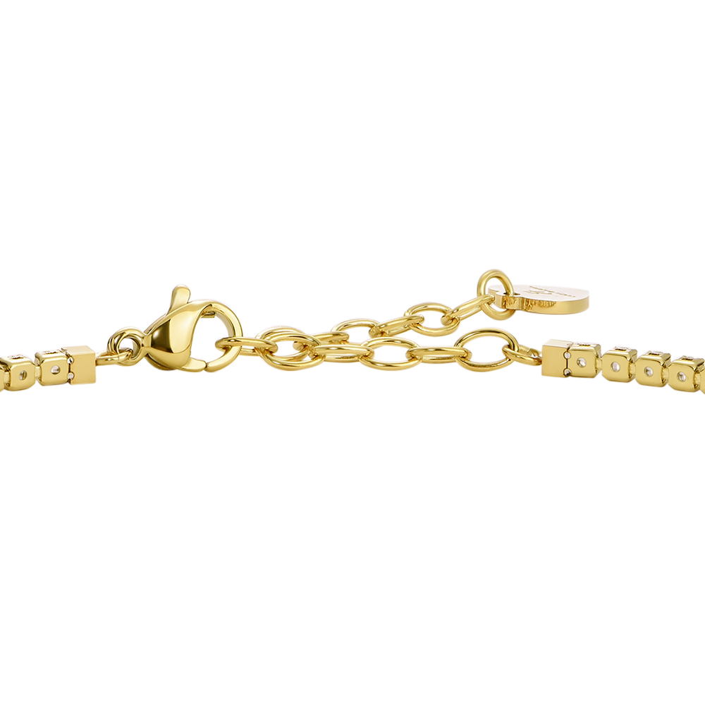 CAVIGLIERA DONNA IN ACCIAIO IP GOLD CON ZIRCONI VERDI
