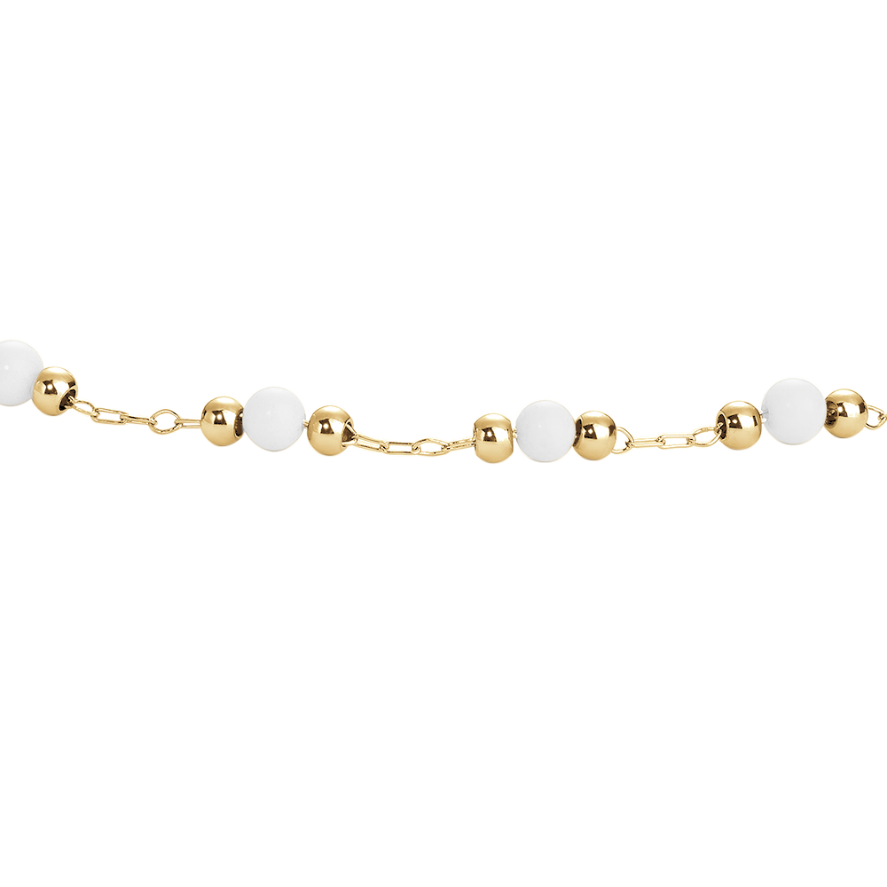 CAVIGLIERA DONNA IN ACCIAIO IP GOLD CON PERLE BIANCHE