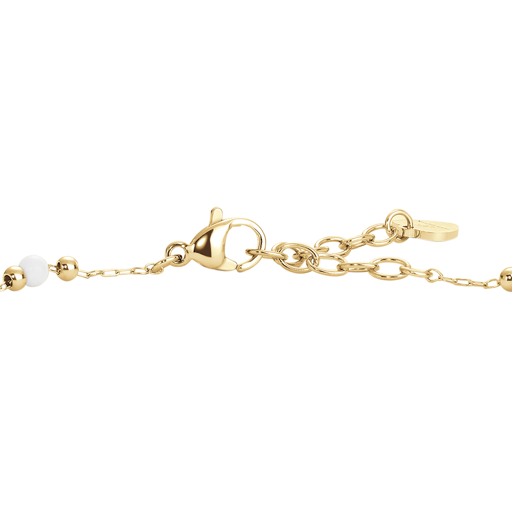 CAVIGLIERA DONNA IN ACCIAIO IP GOLD CON PERLE BIANCHE
