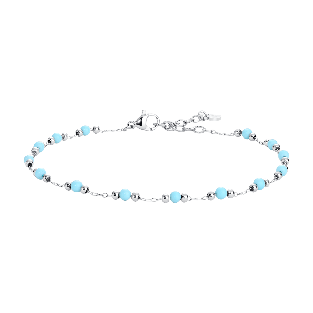 CAVIGLIERA DONNA IN ACCIAIO CON PIETRE TURCHESI