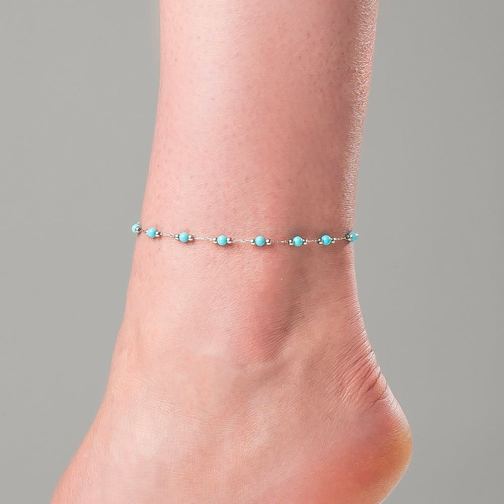 CAVIGLIERA DONNA IN ACCIAIO CON PIETRE TURCHESI