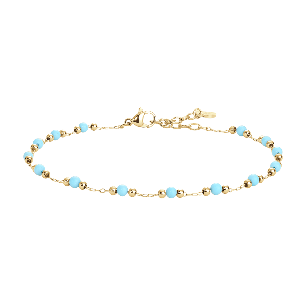 CAVIGLIERA DONNA IN ACCIAIO IP GOLD CON PIETRE TURCHESI