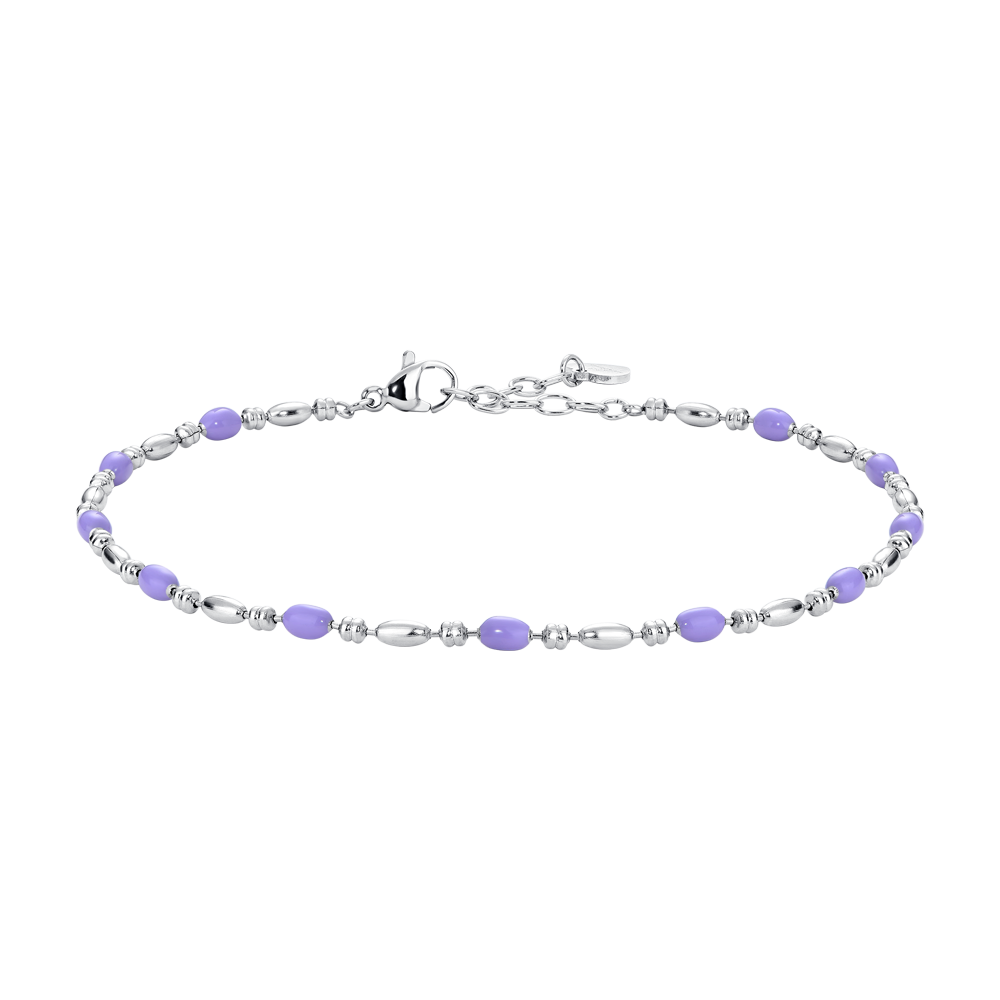 CAVIGLIERA DONNA IN ACCIAIO, ELEMENTI CON SMALTO VIOLA