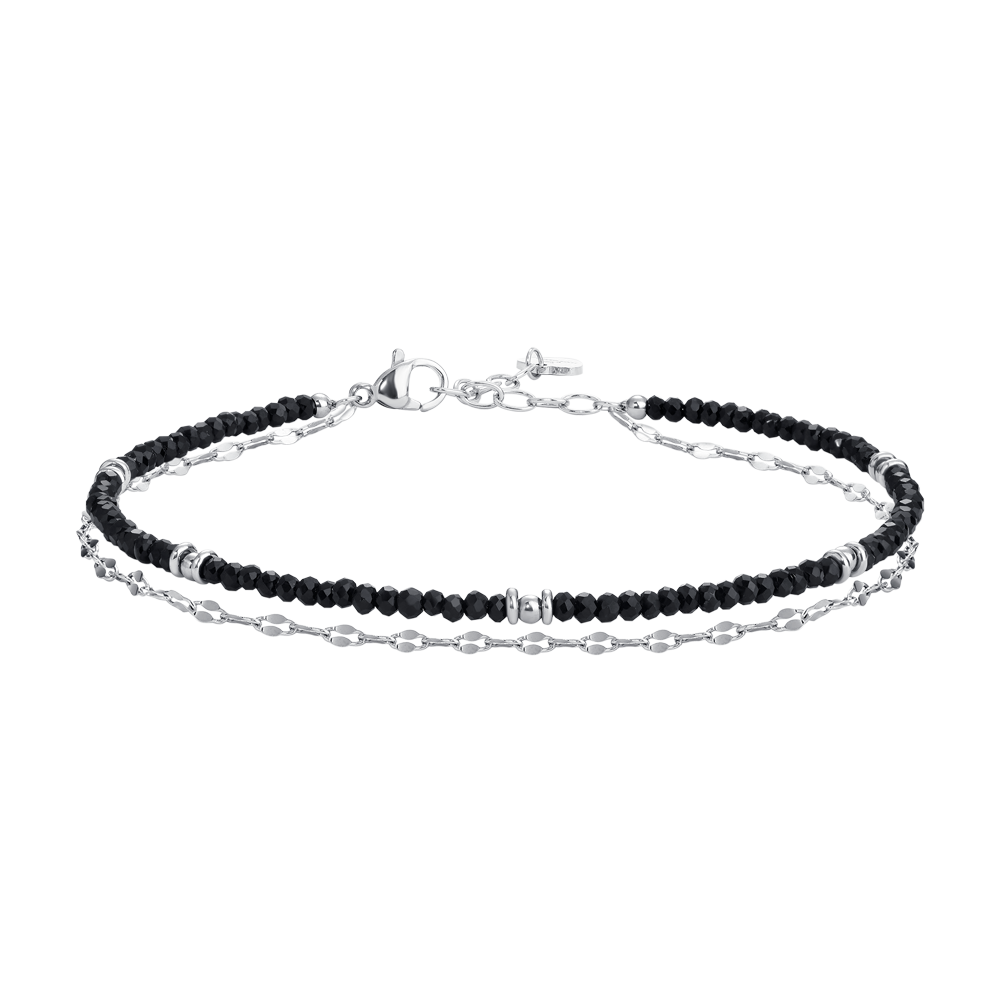 CAVIGLIERA DONNA IN ACCIAIO CON CRISTALLI NERI