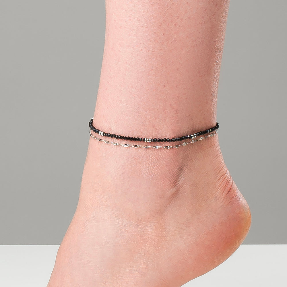 CAVIGLIERA DONNA IN ACCIAIO CON CRISTALLI NERI