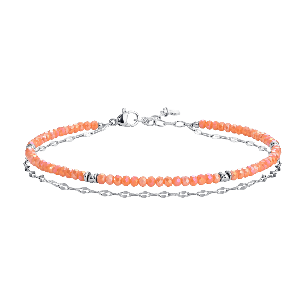 CAVIGLIERA DONNA IN ACCIAIO CON CRISTALLI ARANCIONI