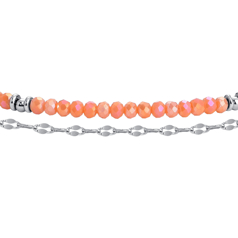 CAVIGLIERA DONNA IN ACCIAIO CON CRISTALLI ARANCIONI