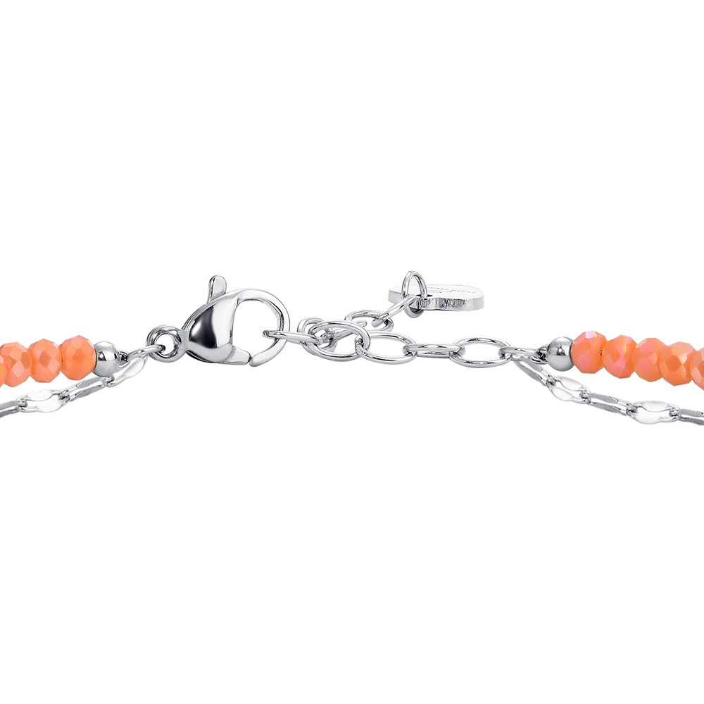 CAVIGLIERA DONNA IN ACCIAIO CON CRISTALLI ARANCIONI