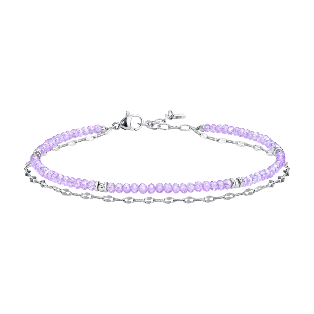 CAVIGLIERA DONNA IN ACCIAIO CON CRISTALLI VIOLA