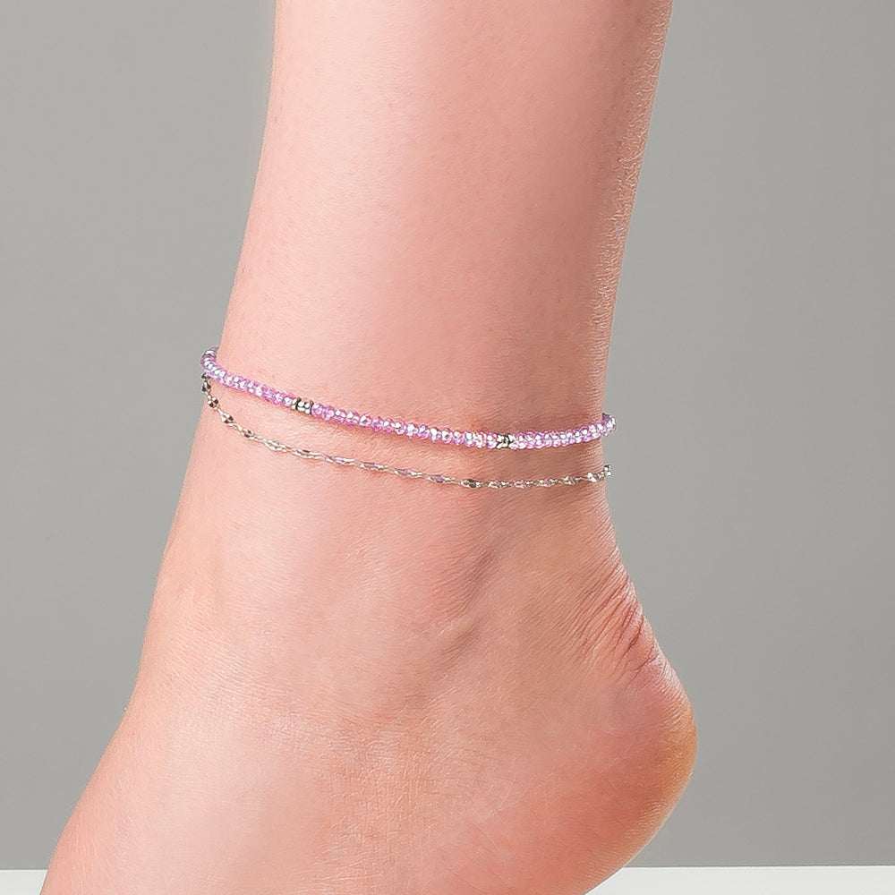 CAVIGLIERA DONNA IN ACCIAIO CON CRISTALLI VIOLA