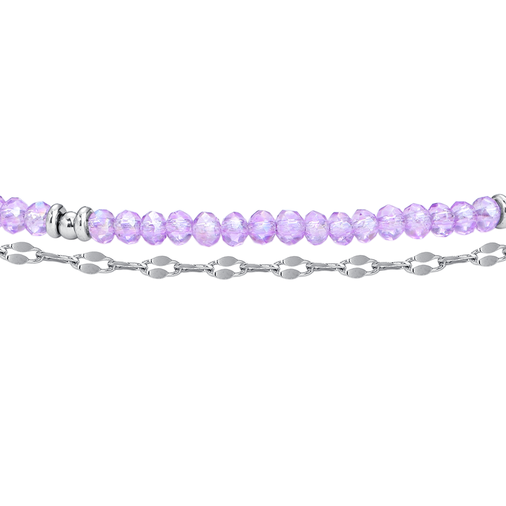 CAVIGLIERA DONNA IN ACCIAIO CON CRISTALLI VIOLA