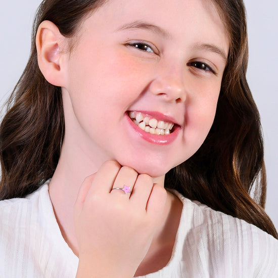 ANELLO BAMBINA IN ACCIAIO SMALTO ROSA