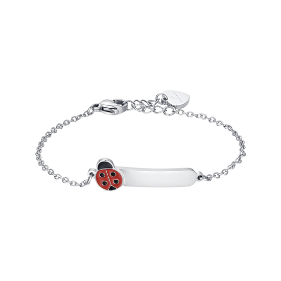 BRACCIALE BAMBINA PERSONALIZZABILE IN ACCIAIO CON COCCINELLA