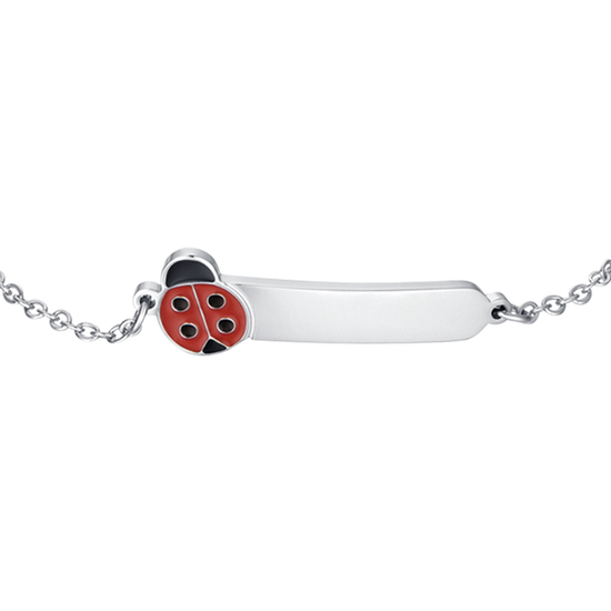 BRACCIALE BAMBINA PERSONALIZZABILE IN ACCIAIO CON COCCINELLA