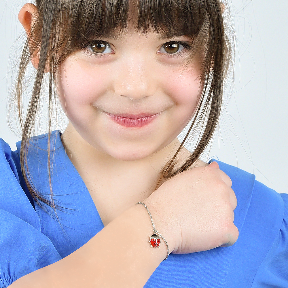 BRACCIALE BAMBINA IN ACCIAIO CON COCCINELLA
