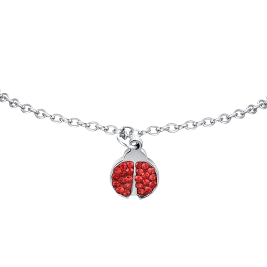 BRACCIALE BAMBINA IN ACCIAIO CON COCCINELLA E CRISTALLI ROSSI