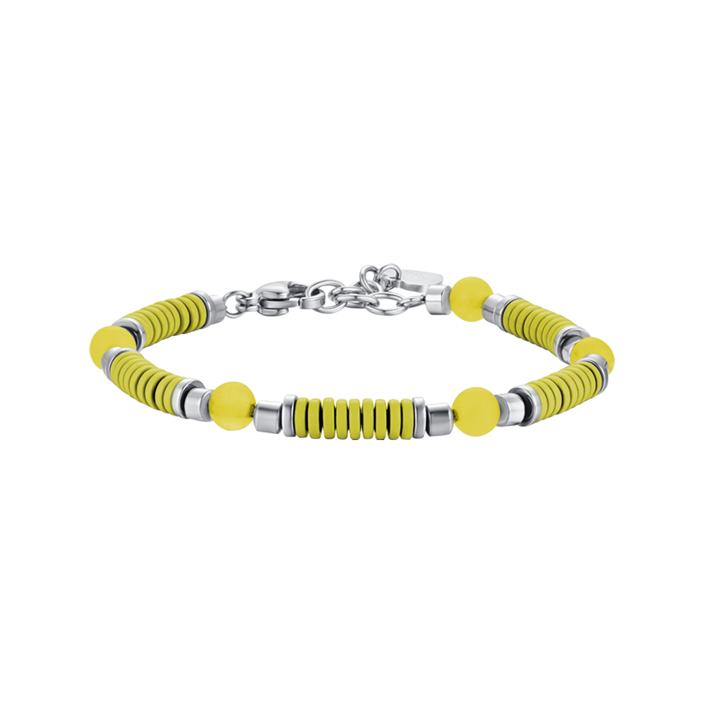 BRACCIALE BAMBINA IN ACCIAIO CON PIETRE GIALLE ED ELEMENTI CON SMALTO GIALLO