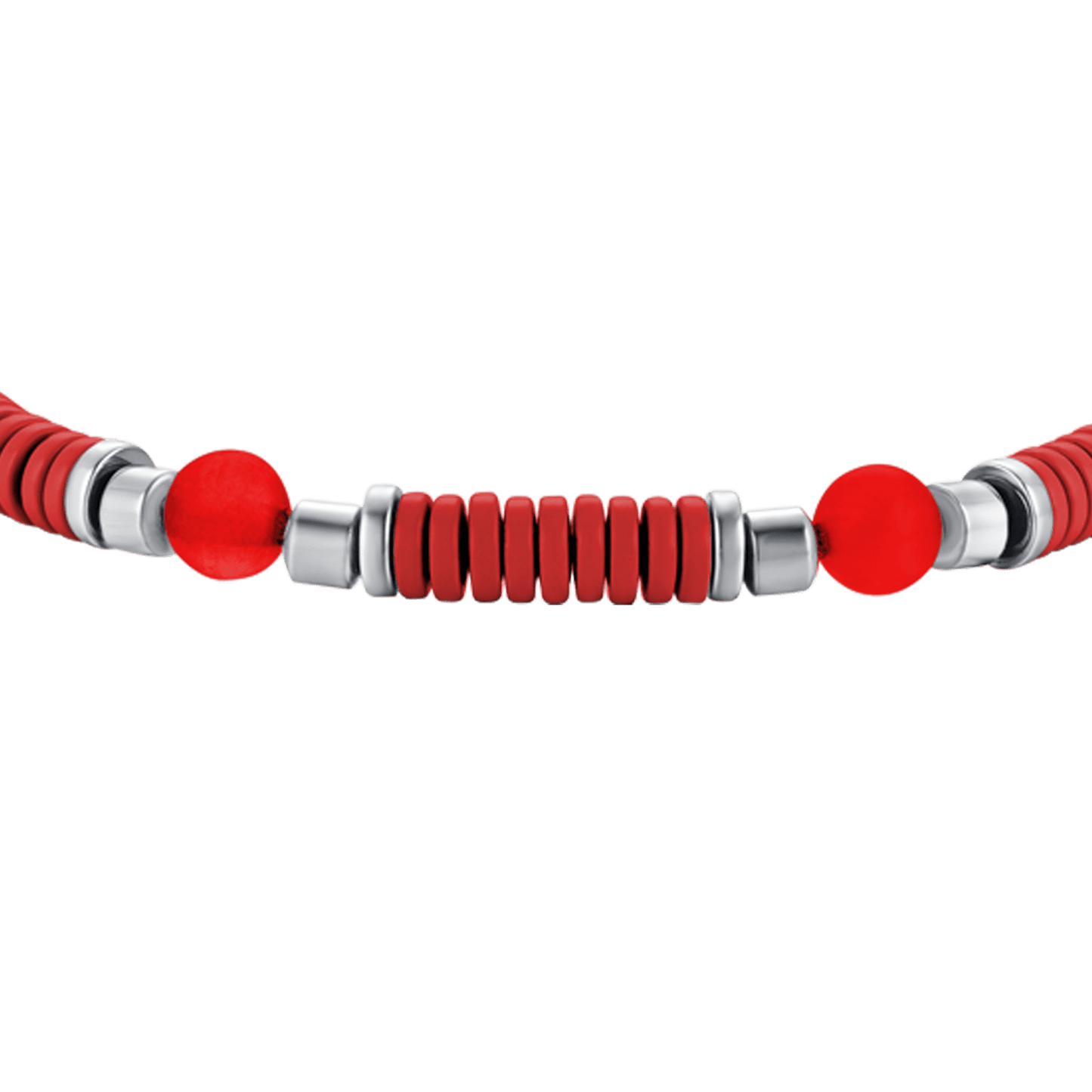 BRACCIALE BAMBINO IN ACCIAIO CON PIETRE ROSSE ED ELEMENTI CON SMALTO ROSSO Luca Barra