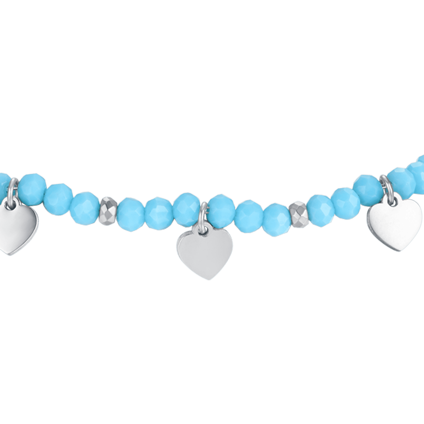 BRACCIALE BAMBINA IN ACCIAIO CON PIETRE TURCHESI E CUORI