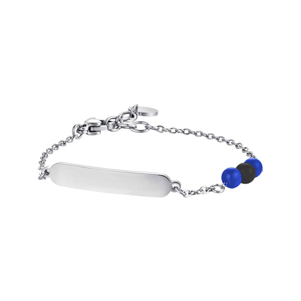 BRACCIALE BAMBINO IN ACCIAIO CON PIETRE BLU E NERE