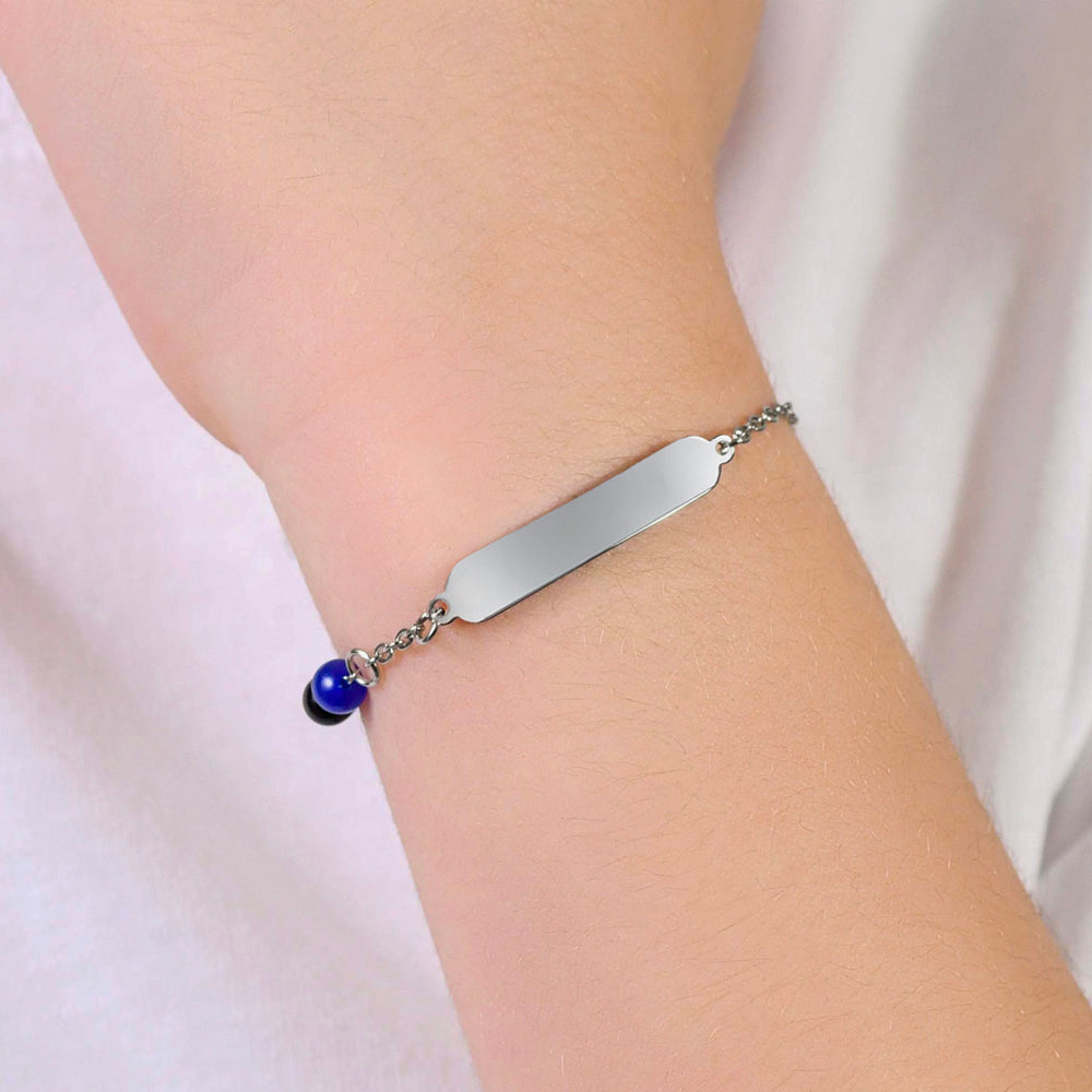 BRACCIALE BAMBINO IN ACCIAIO CON PIETRE BLU E NERE Luca Barra